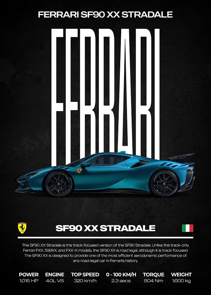 Ferrari SF90 XX Stradale Car Poster