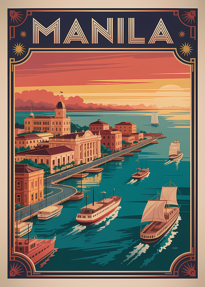 Manila travel poster art deco style