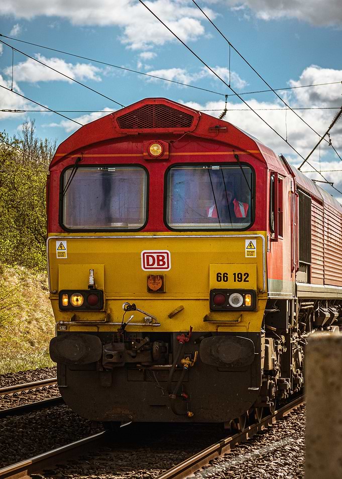 Red and Yellow Class 66 Locomotive