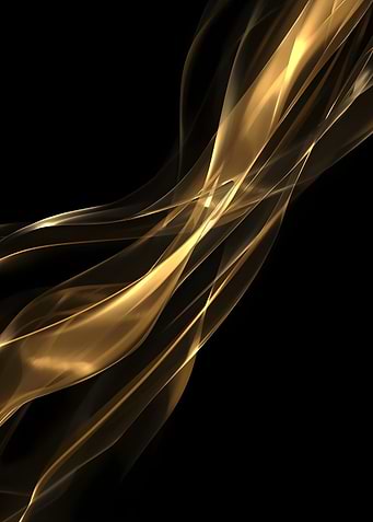 Golden Abstract Waves on Black Background