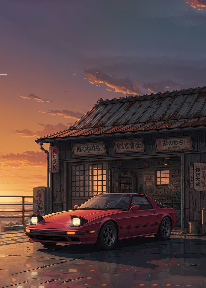Red Car at Sunset
