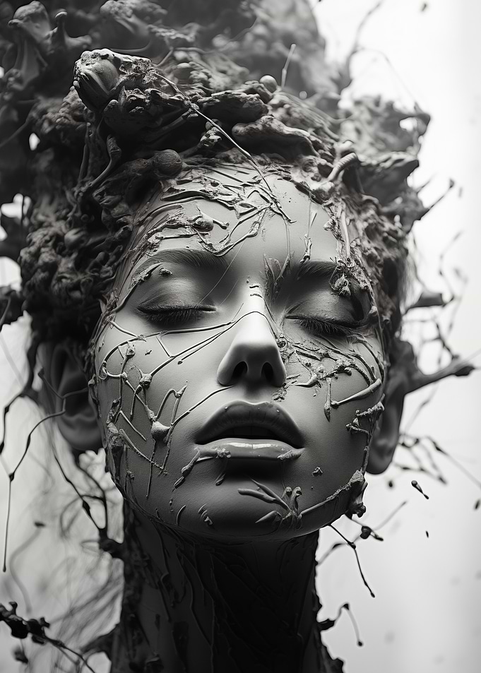 Woman with Mud Texture