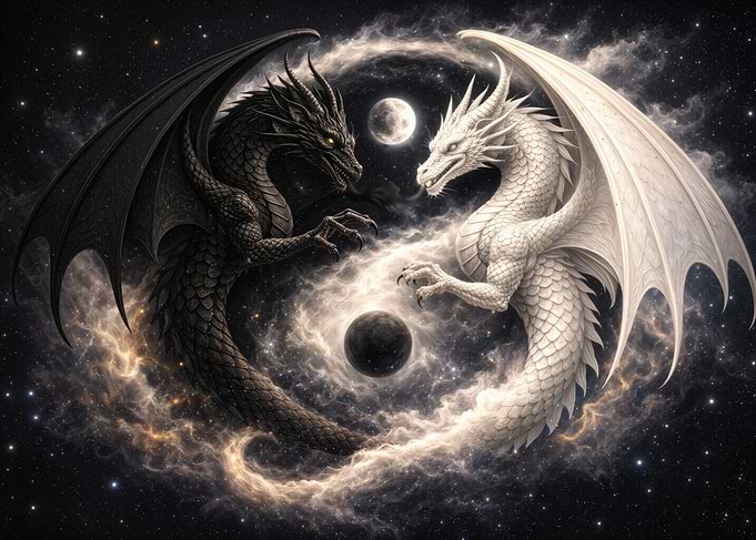 Yin Yang Dragons in Space