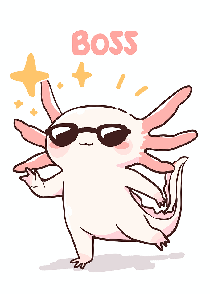 Cool Axolotl Boss Cartoon Illustration