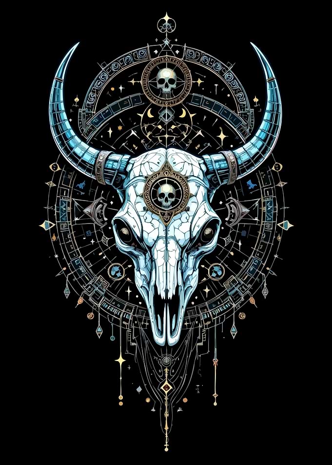 Mystic Bull Skull Art