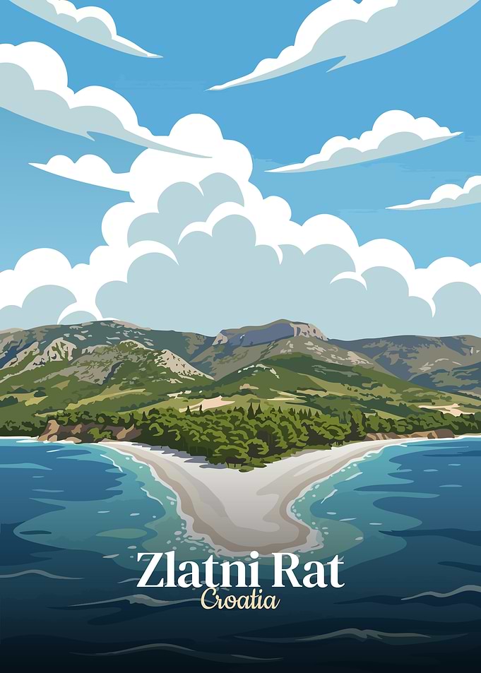 Zlatni Rat Croatia Travel Poster