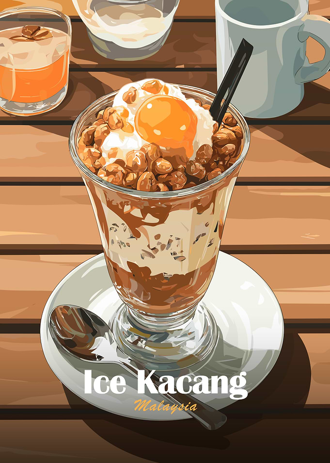 Ice Kacang Malaysia Dessert Illustration