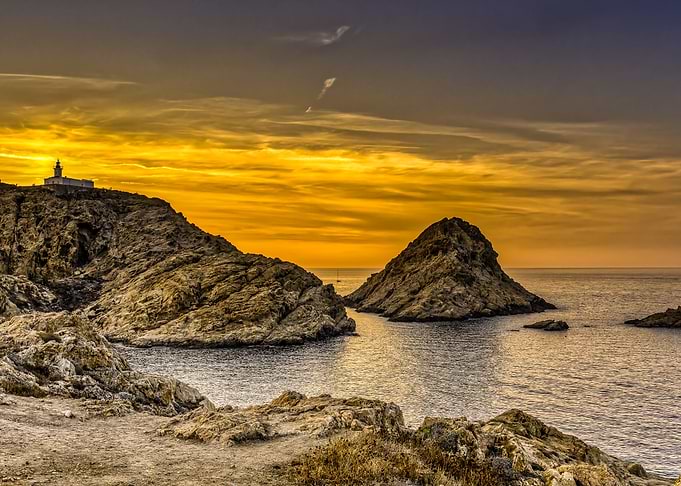 Golden Sunset Phare de la Pietra Lighthouse Ile Rousse Corsica Fine Art Photograph