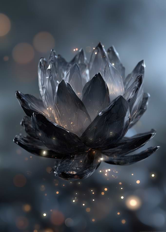 Crystal Lotus Flower with Bokeh Lights