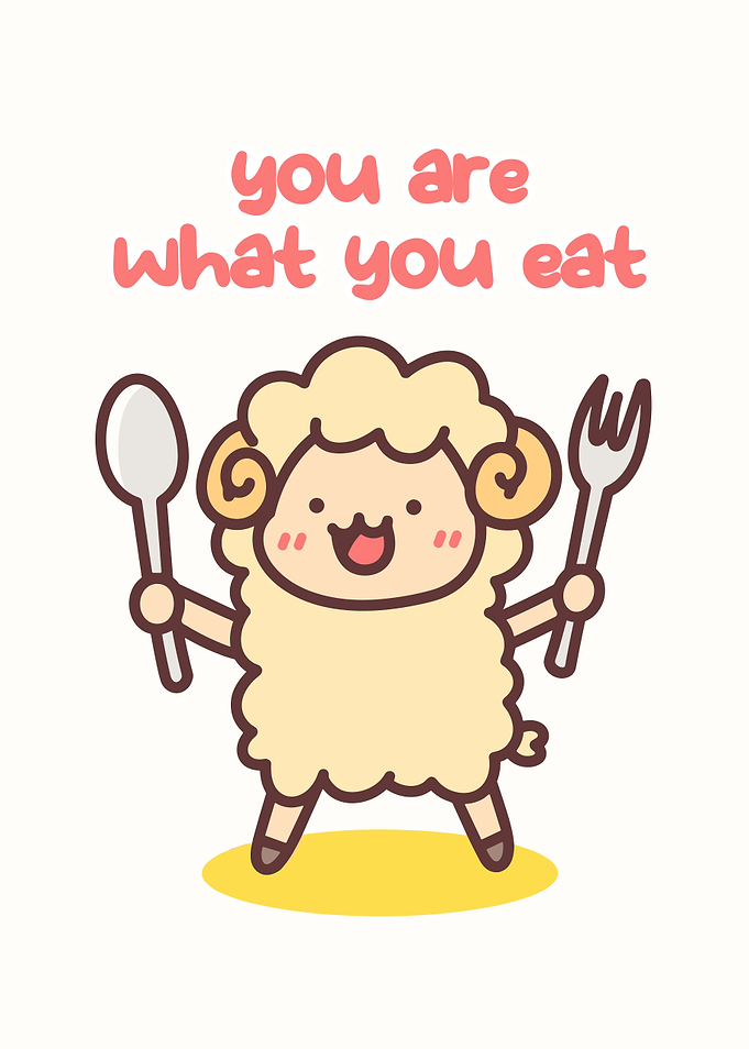 Cute Sheep with Spoon and Fork