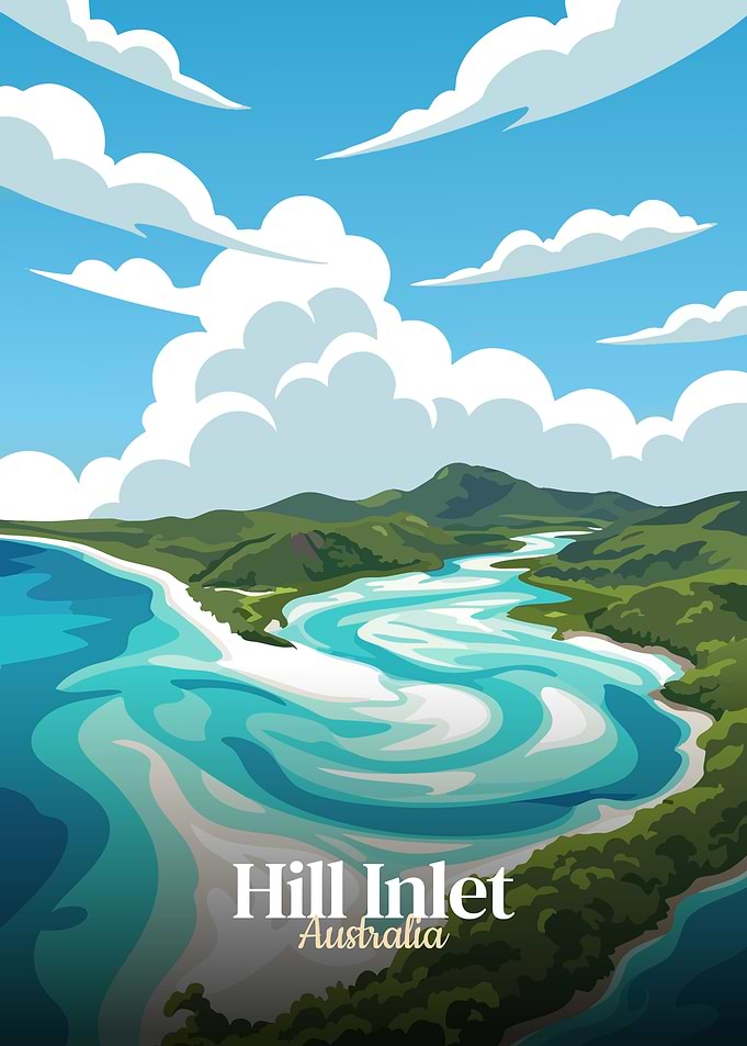 Hill Inlet Australia Landscape Illustration