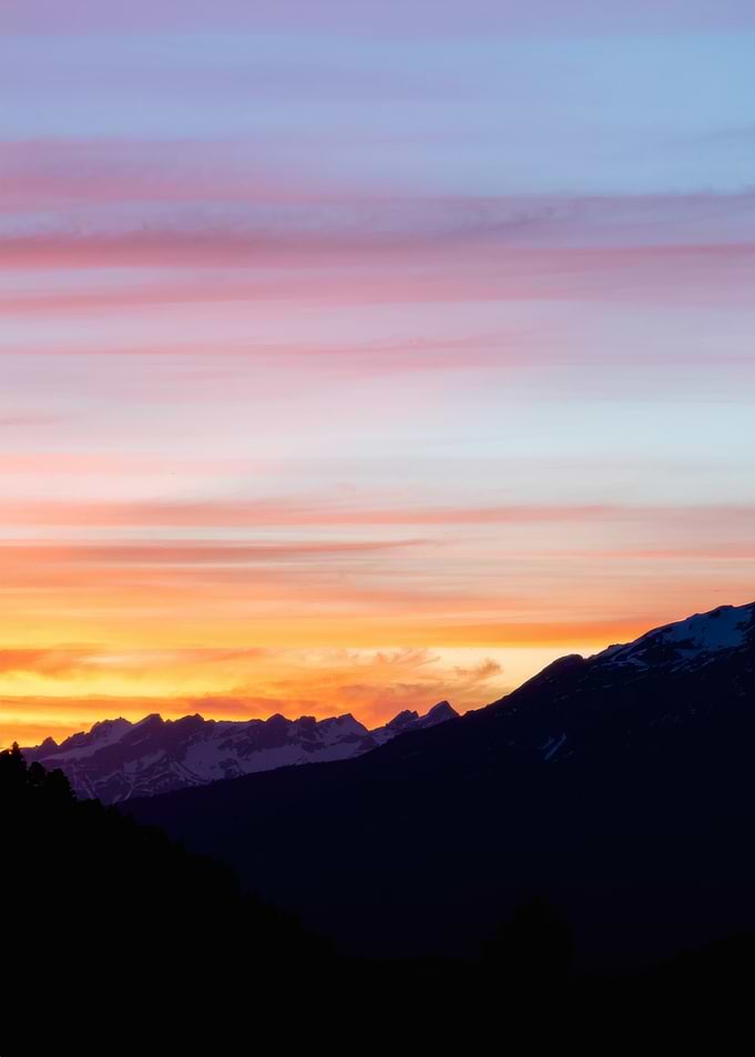 Mountain Sunset with Colorful Sky