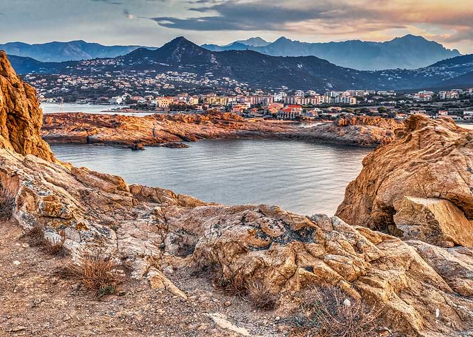 Golden View over Ile Rousse Corsica Sunset Cliffs Mediterranean Fine Art Landscape