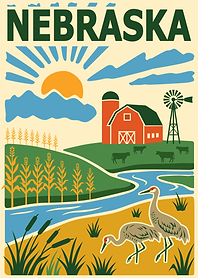 Nebraska States Landscape Illustration