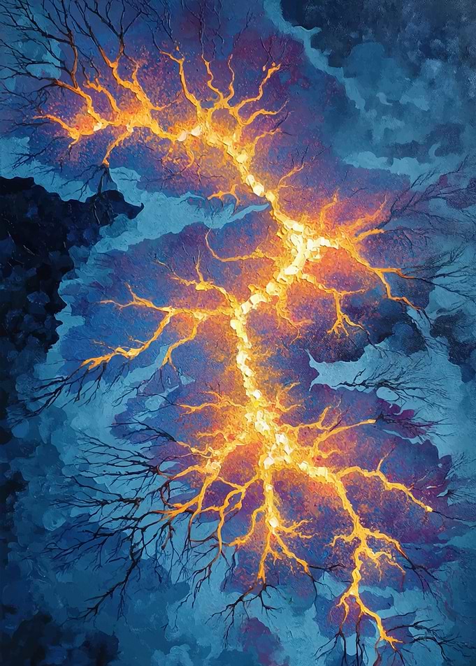 Abstract Tree Branches with Glowing Light