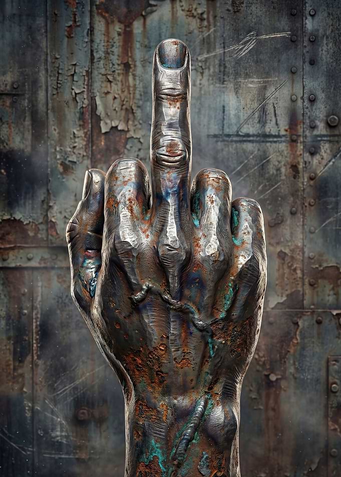 Rusty Metal Middle Finger