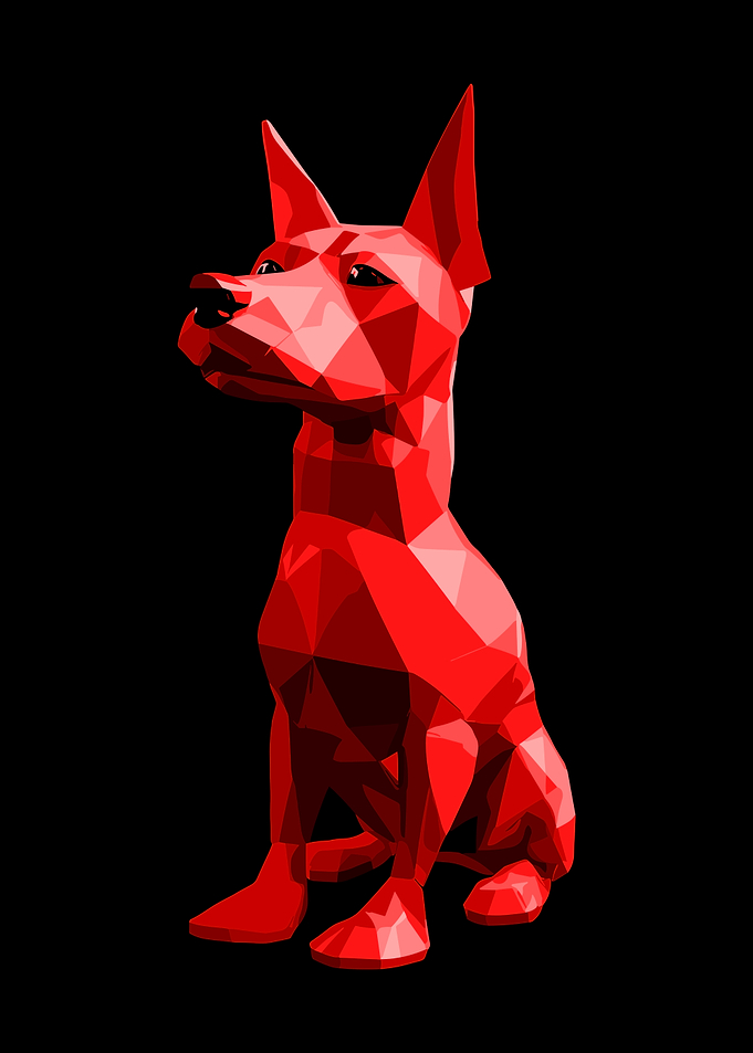 Geometric Red Dog Digital Art