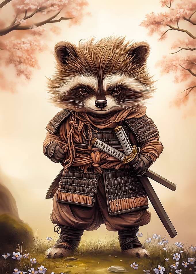 Raccoon Samurai with Katana