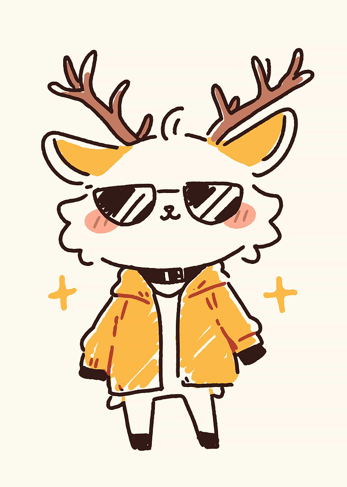Cool Deer Cartoon Character with Sunglasses