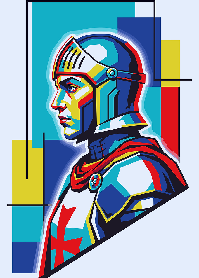 Colorful Knight Portrait in Pop Art Style