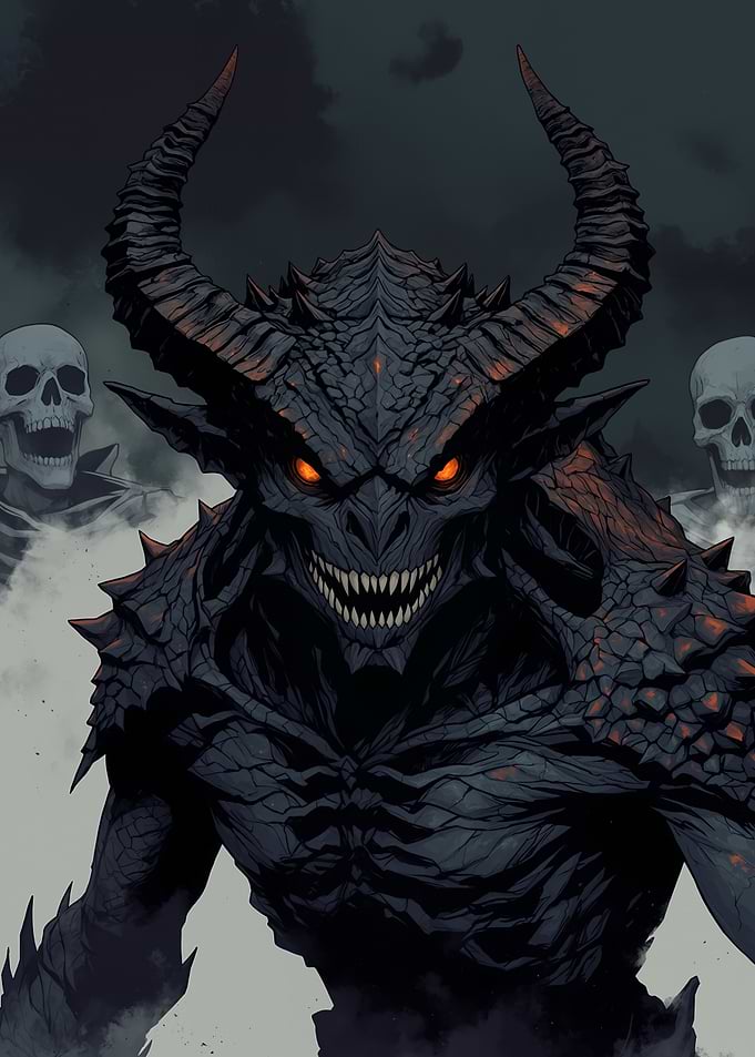 Dark Demon with Skulls