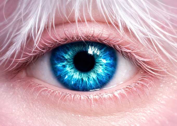 Close-up of a striking blue eye
