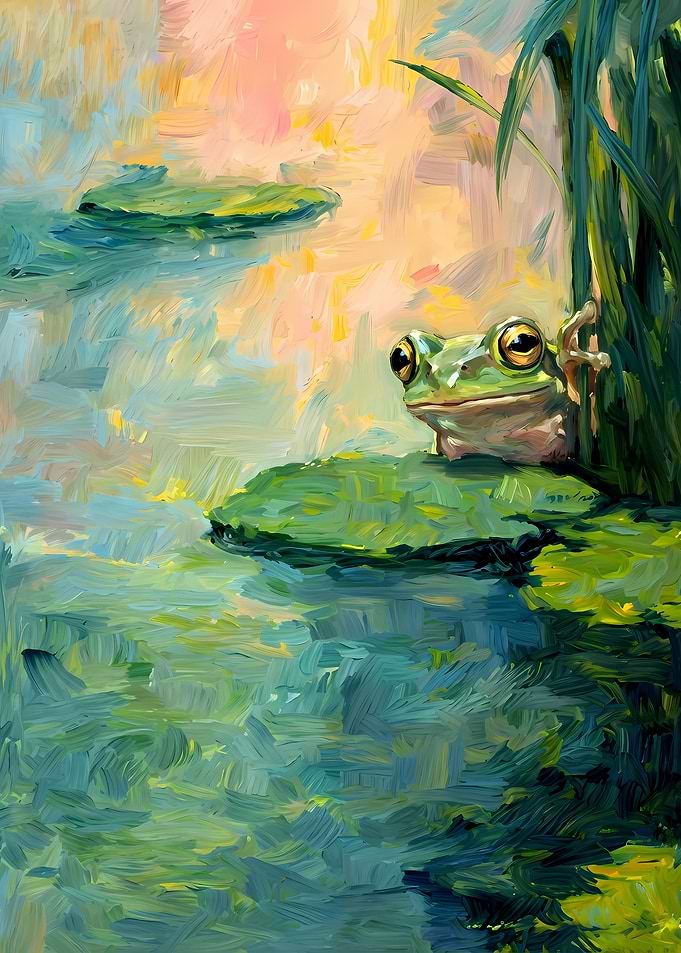 Frog on Lily Pad Painting
