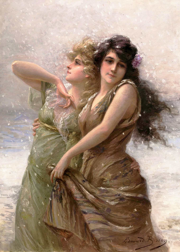 Two Women in Flowing Dresses Painting