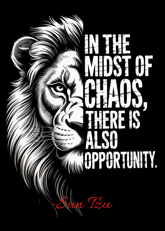Lion and Quote by Sun Tzu