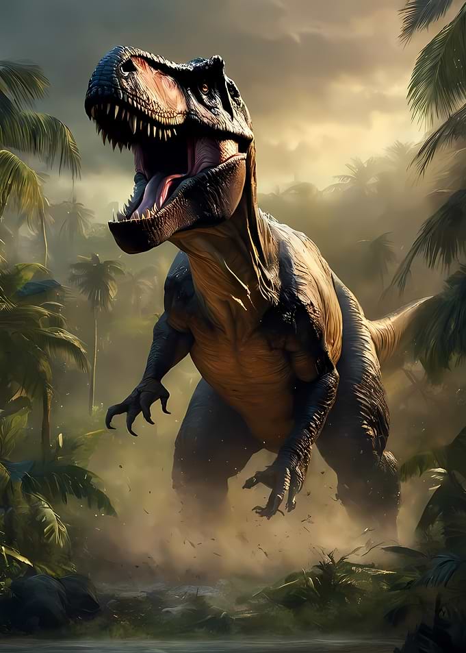 Roaring Tyrannosaurus Rex in Jungle