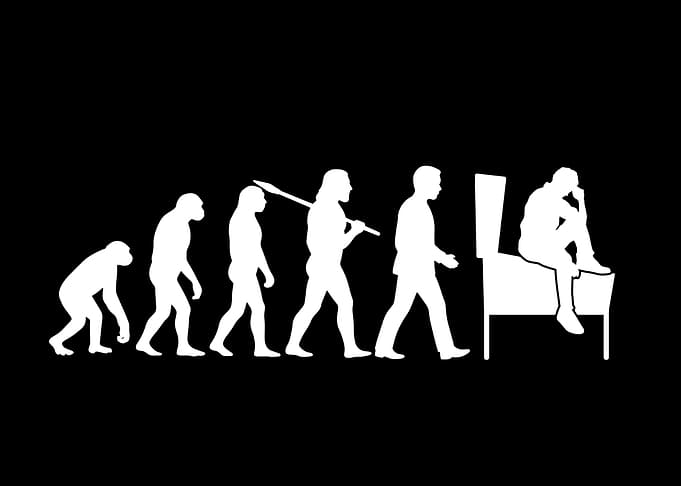 Evolution to Sitting Man Silhouette