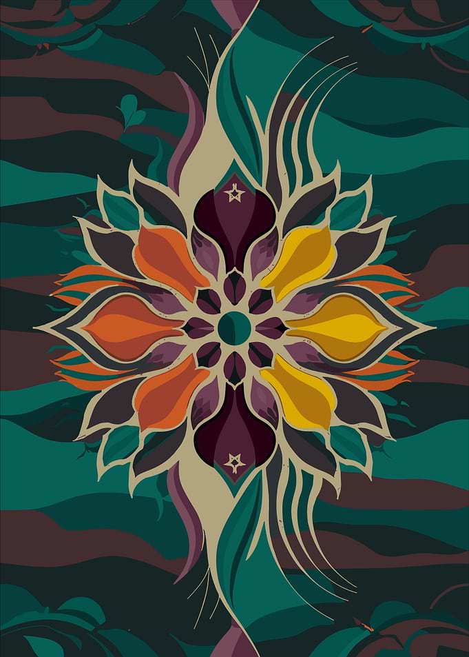 Abstract Green Floral Mandala Art