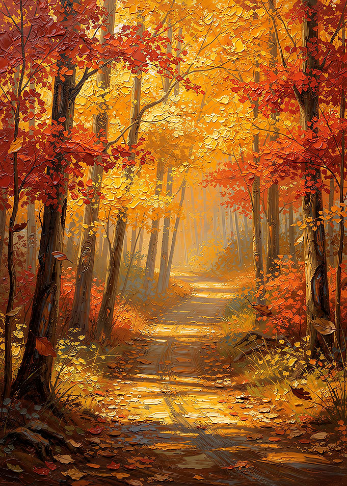 Autumn Forest Path Painting