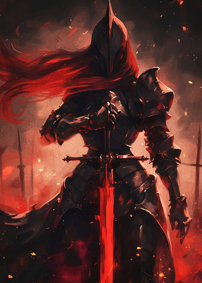 Dark Knight with Red Sword