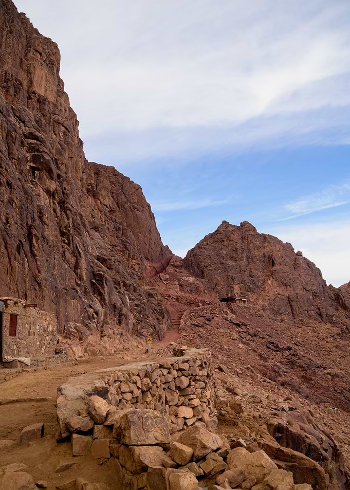 Mountain Path with Stone Structures