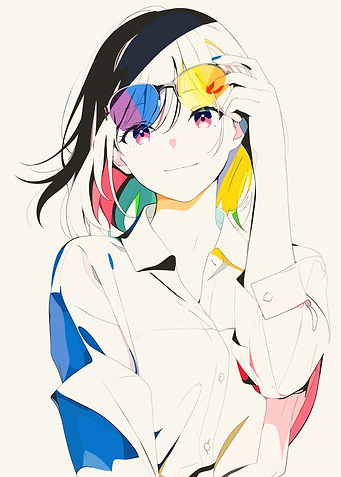 Anime Girl with Colorful Sunglasses