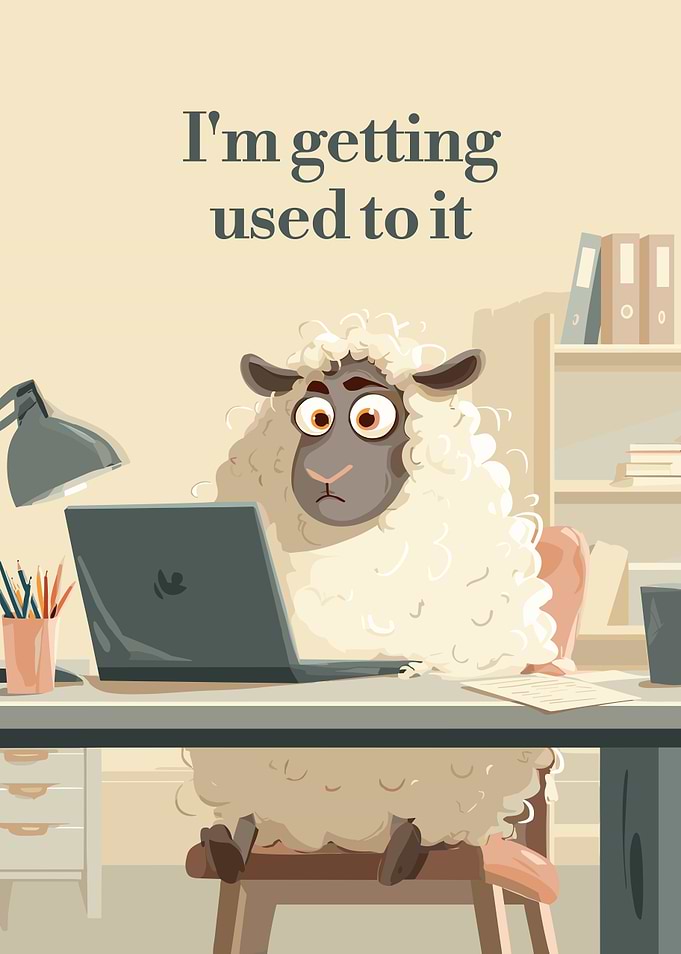 Sheep at Desk: I'm getting used to it