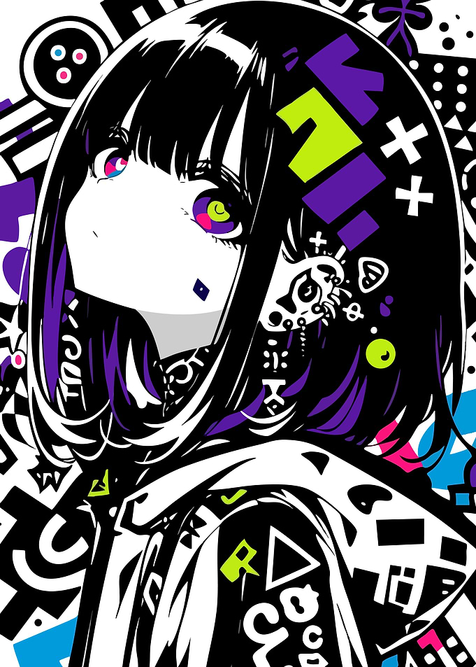 Anime Girl with Abstract Background