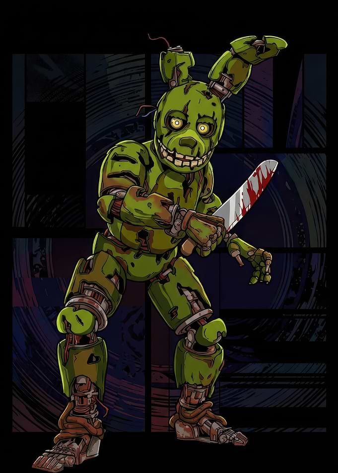 Springtrap with Bloody Knife Illustration