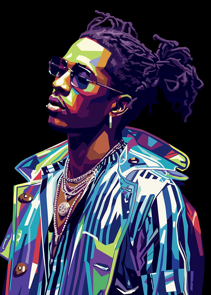 Colorful Portrait of a Young Thug