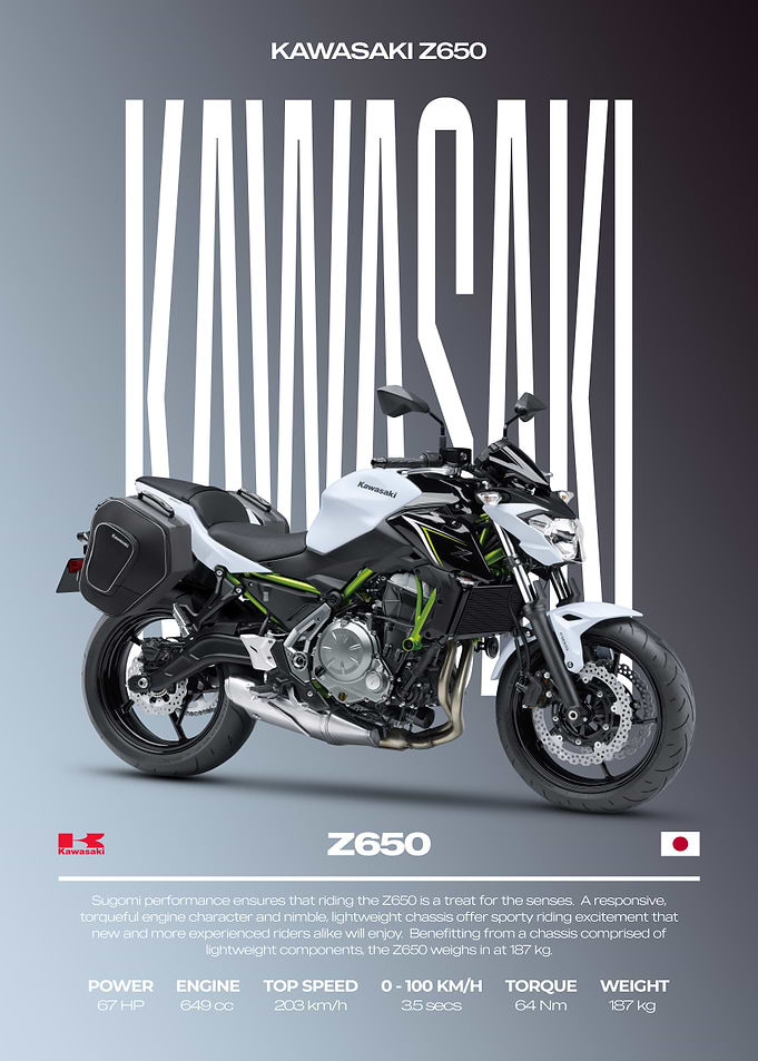 Kawasaki Z650 Motorcycle Poster