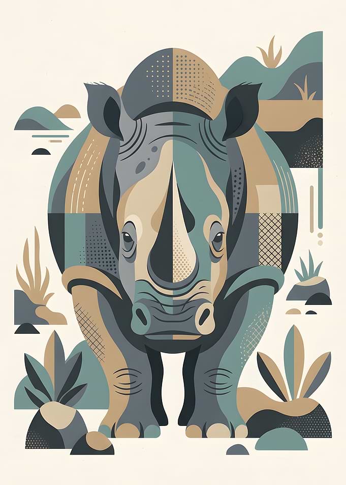Abstract Rhinoceros Illustration