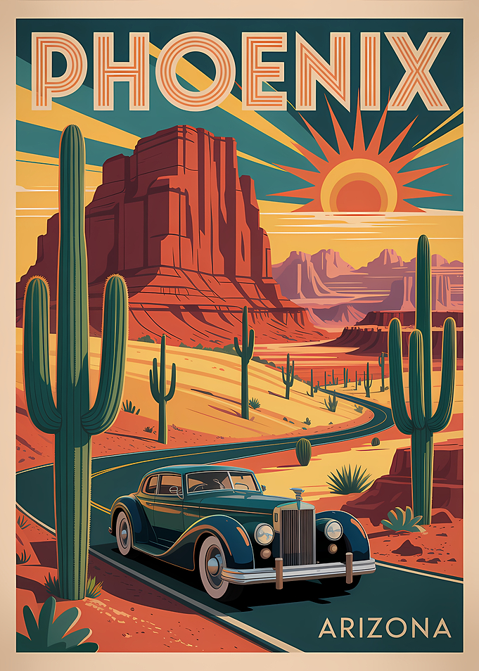 Phoenix Arizona Vintage Travel Poster