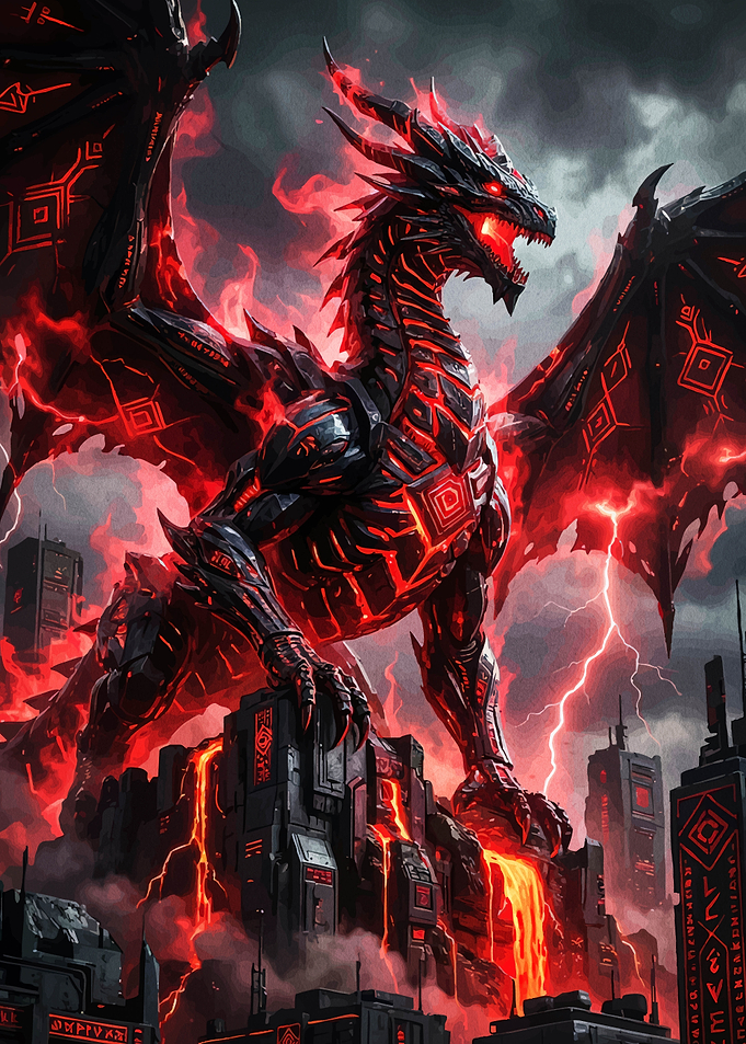 Cyberpunk Dragon in a Futuristic City