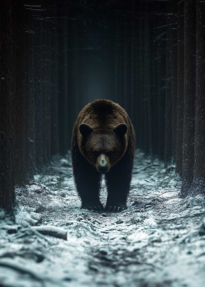 Bear in Snowy Forest