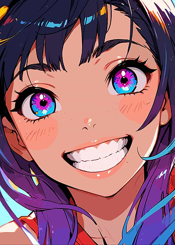 Anime Girl Smiling Portrait Close-Up
