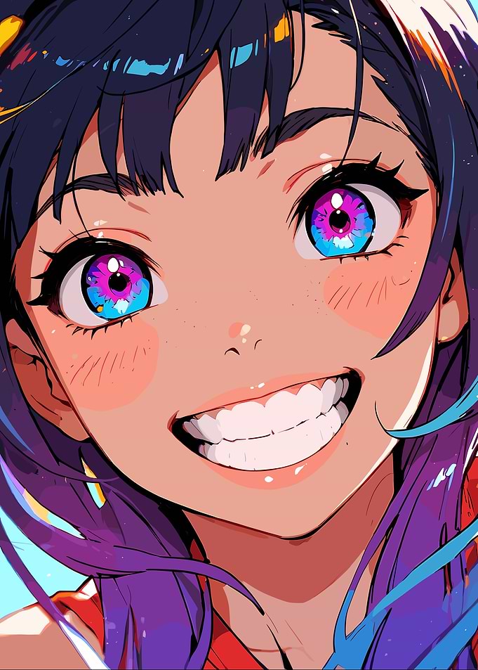 Anime Girl Smiling Portrait Close-Up