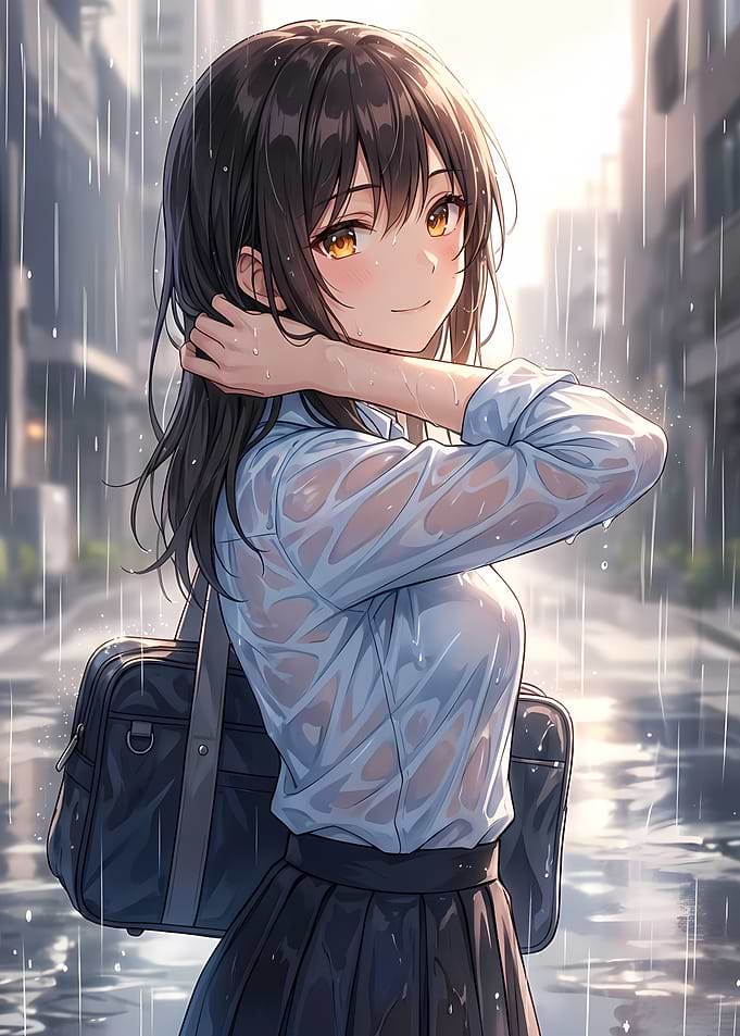 Anime Girl in the Rain