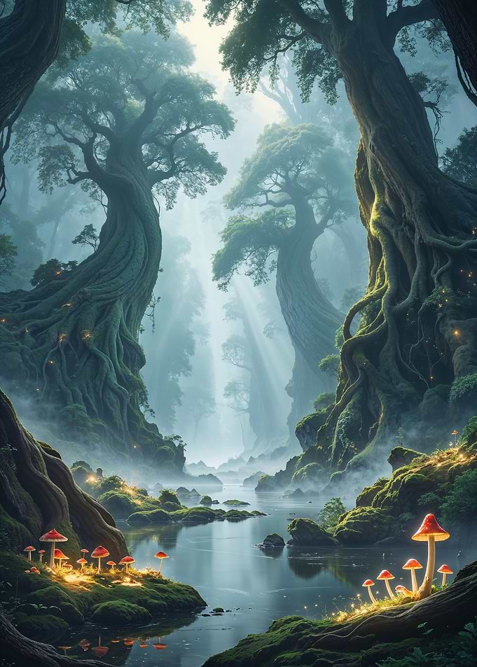 Whispering Forest of Ancient Light