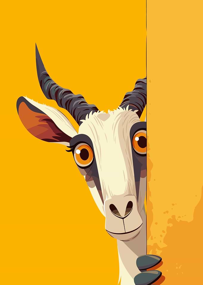 Cartoon Gazelle Peeking Around Corner